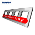 Livolo Luxury Grey Colored Crystal Glass Switch Panel 293mm*80mm Quadruple Glass Panel For Sale Wall Socket VL-C7-4SR-15